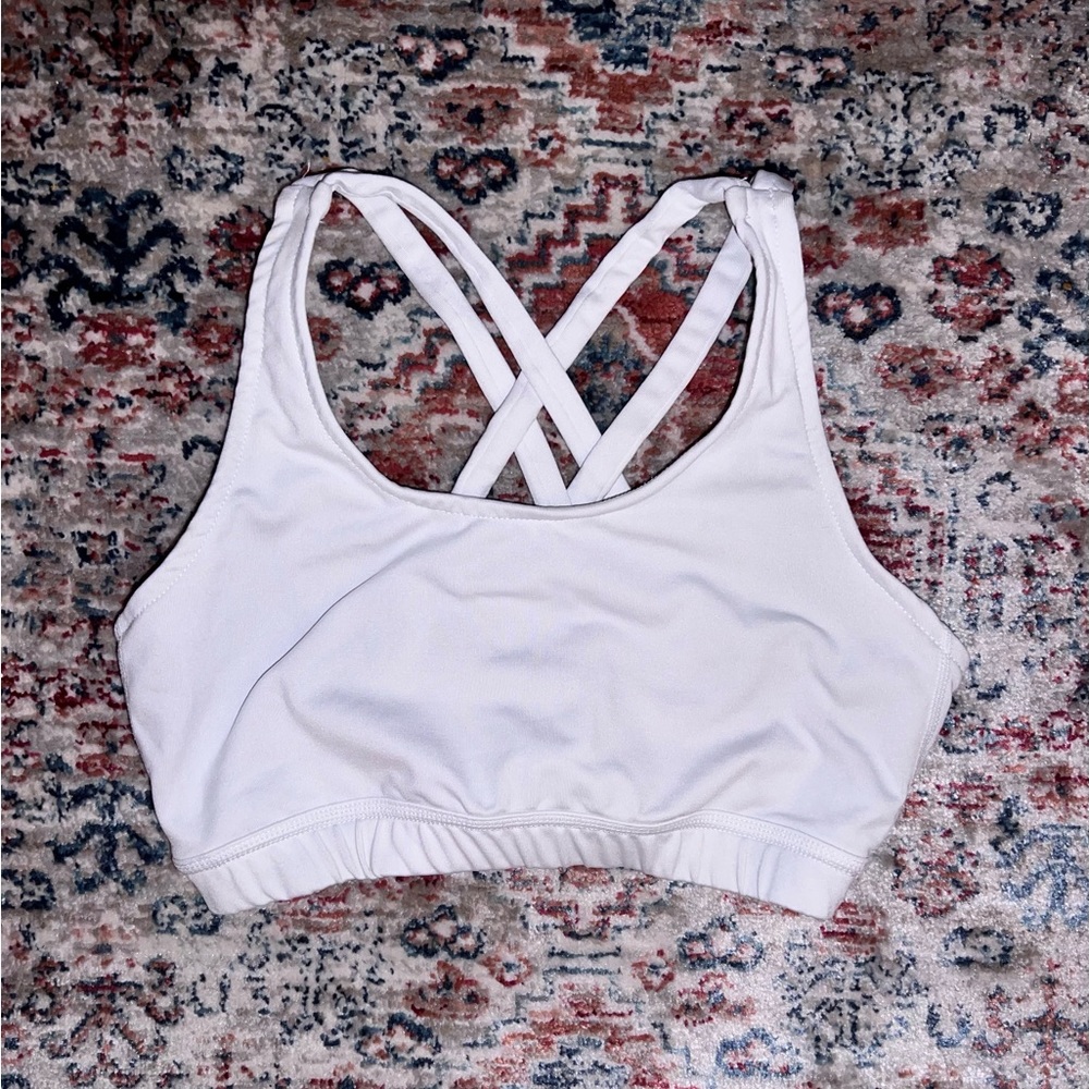 Varsity White Sports Bra
